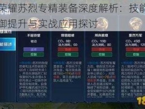 王者荣耀苏烈专精装备深度解析：技能强化、防御提升与实战应用探讨