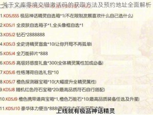 关于文库零境交错激活码的获取方法及预约地址全面解析