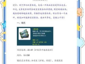 宝宝装备重置点化指南：如何重新点化宝宝装备？攻略解析与实用指南