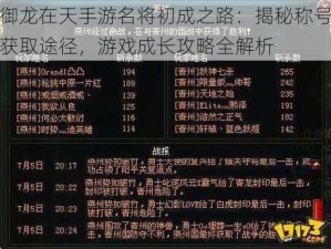 御龙在天手游名将初成之路：揭秘称号获取途径，游戏成长攻略全解析