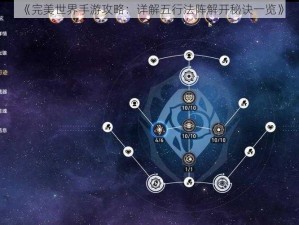 《完美世界手游攻略：详解五行法阵解开秘诀一览》