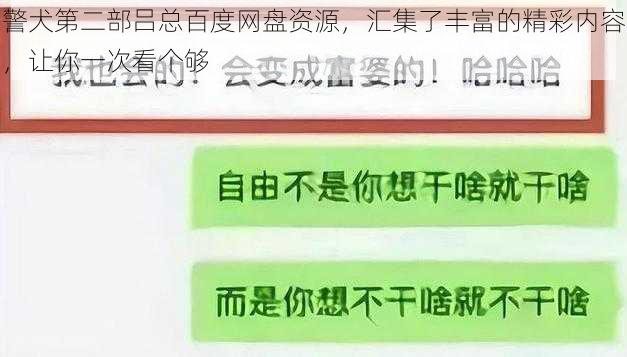 警犬第二部吕总百度网盘资源，汇集了丰富的精彩内容，让你一次看个够