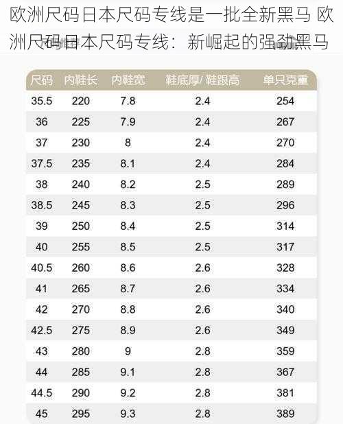 欧洲尺码日本尺码专线是一批全新黑马 欧洲尺码日本尺码专线：新崛起的强劲黑马