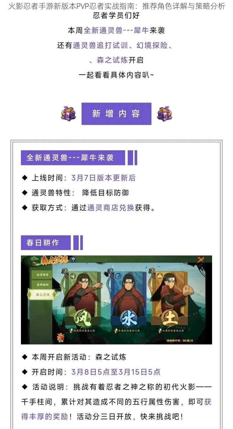 火影忍者手游新版本PVP忍者实战指南：推荐角色详解与策略分析