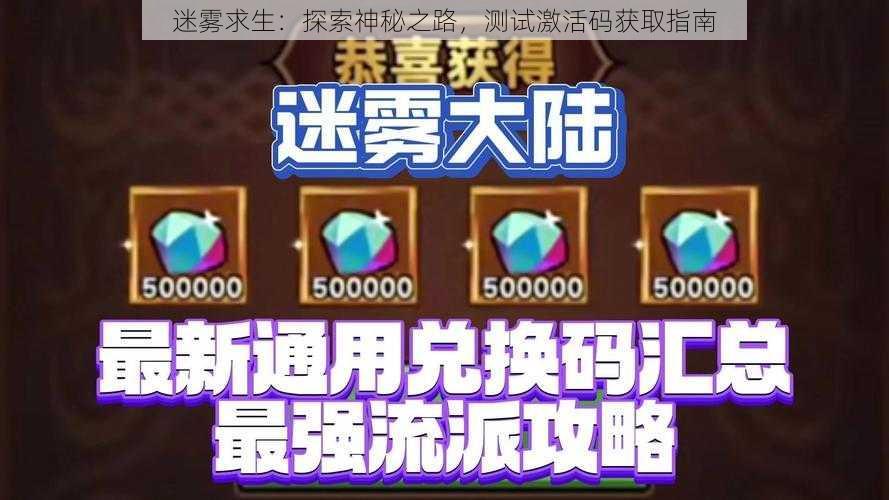 迷雾求生：探索神秘之路，测试激活码获取指南