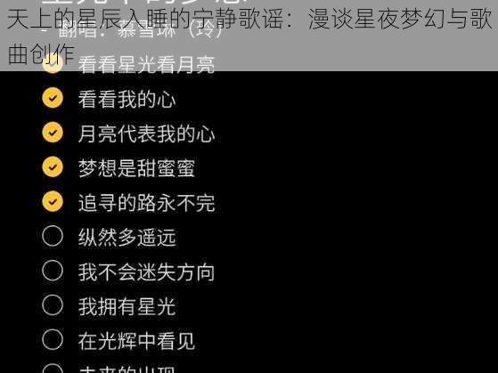 天上的星辰入睡的宁静歌谣：漫谈星夜梦幻与歌曲创作