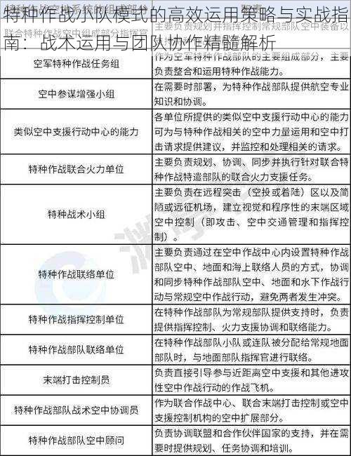 特种作战小队模式的高效运用策略与实战指南：战术运用与团队协作精髓解析